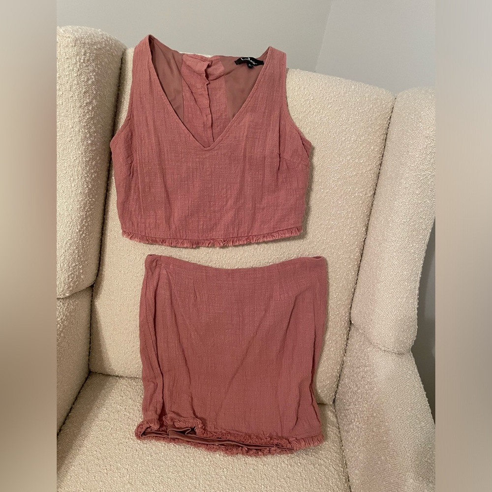 Lulu's Dusty Rose Two-Piece Skirt Set